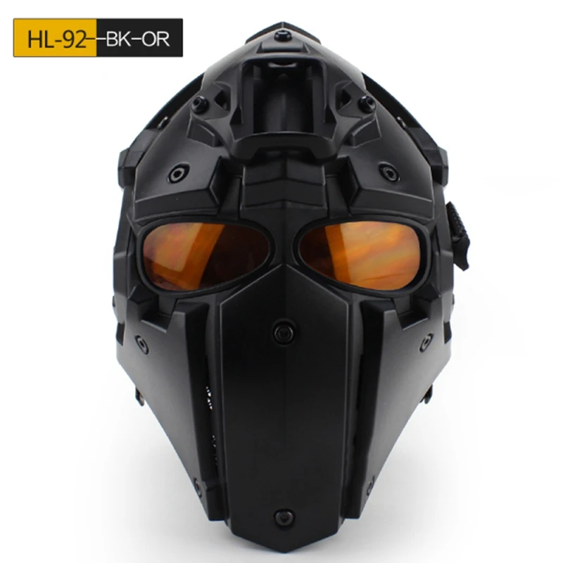 HL-92-BK-OR Моторный шлем с полным лицом защитный обсидиан шлем для мотоцикла тактический военный тренировочный полимерный инженерный материал - Цвет: HL-92-BK-OR