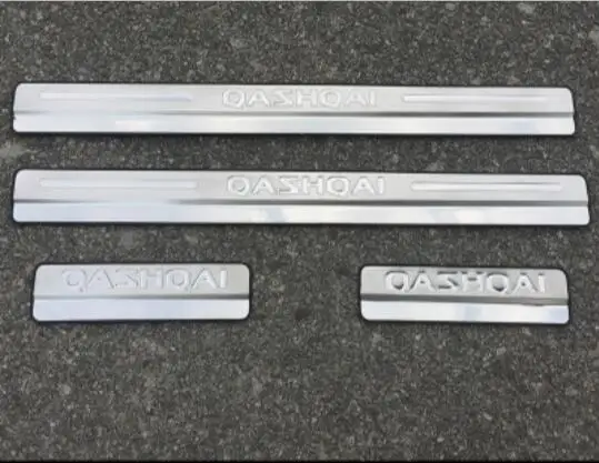 Silver 4pcs external Нержавеющая сталь порога Накладка накладки на пороги протектора Добро пожаловать педали протектор Накладка для Nissan Qashqai- 8 шт - Цвет: Silver 4pcs external