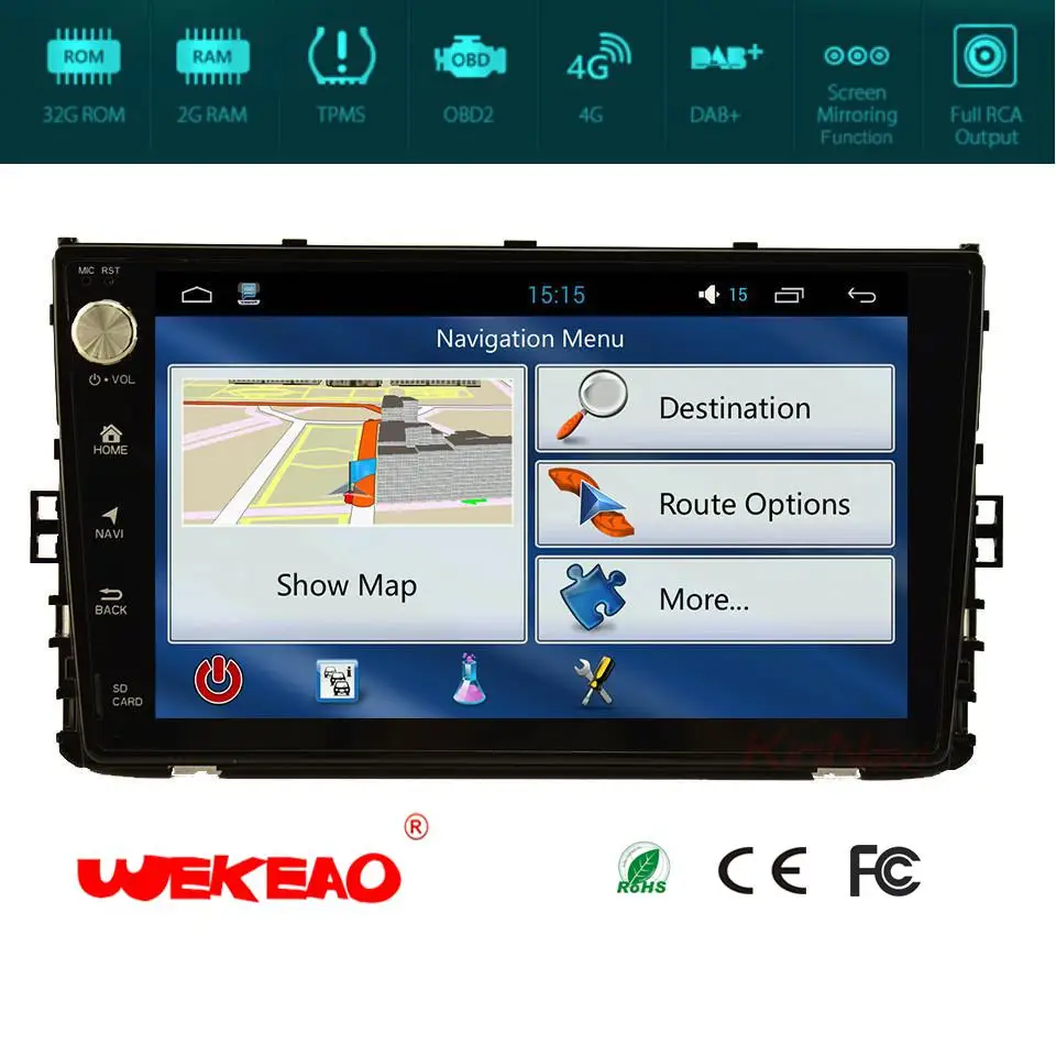 Wekeao 9 &quotАвтомобильный мультимедийный навигации gps плеер для VW POLO 2018 Поддержка