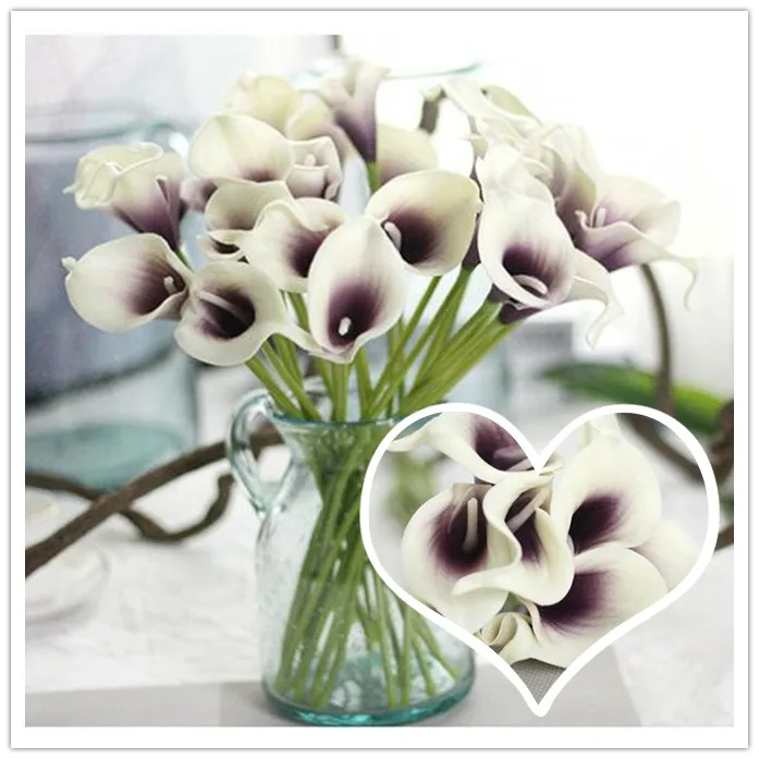 

8 Colors Upick--20pcs/lot Real Touch Pu Calla lily Wedding Bridal Bouquet Wedding decorative flowers & wreaths