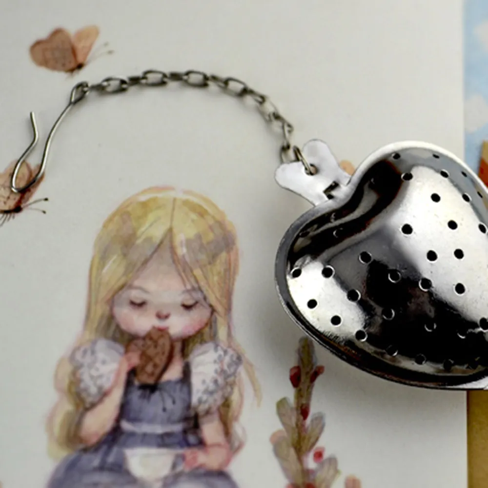 Stainless Steel Heart shape Tea sticks Ball Tea Infuser Leaf Spice Strainer Mesh Filter Cooking Tool Tea Kitchen Accessories L*5