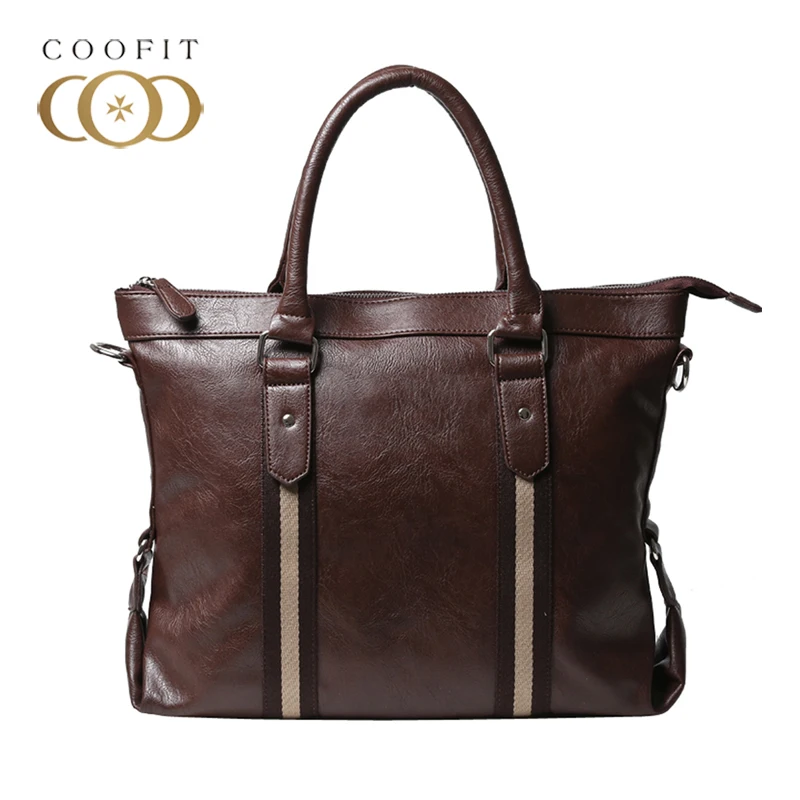 

Портфель Coofit мужской кожаный, модный брезентовый дизайнерский саквояж в стиле пэчворк, сумка-мессенджер кросс-боди для планшета