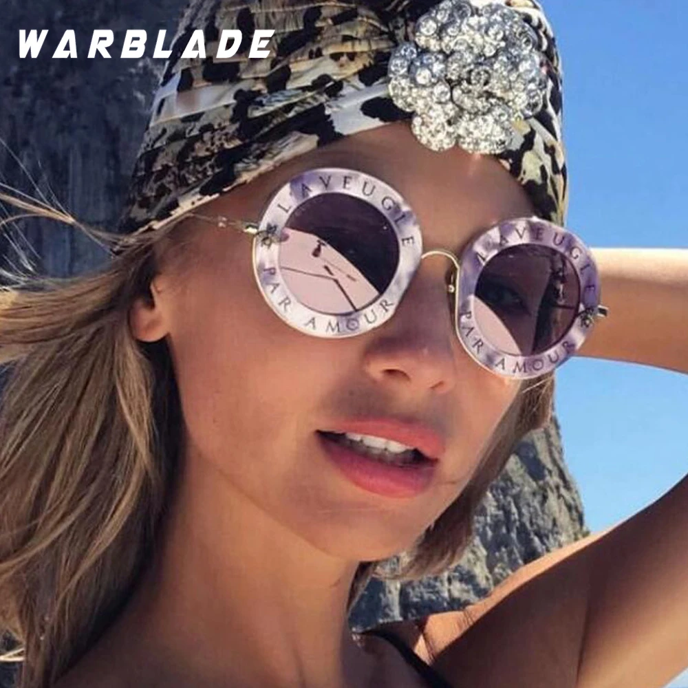 Женские и мужские круглые солнцезащитные очки WarBLade брендовые с буквенным
