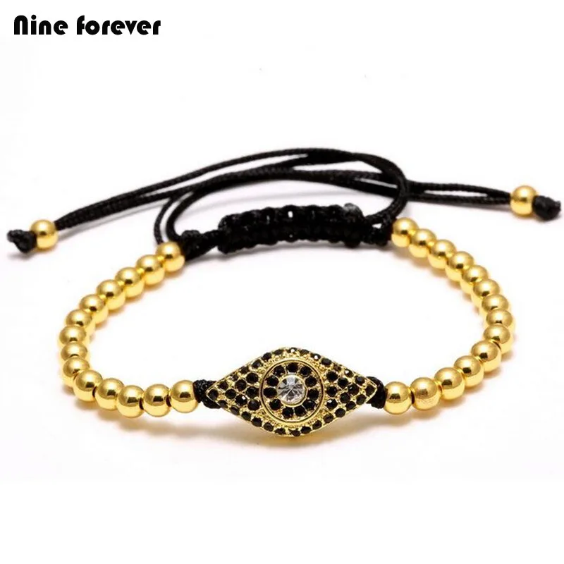

10 pcs /lot Nine forever beads bracelet men Jewelry Micro Pave Zircon Evil Eye Macrame charm Bracelets for women men bileklik