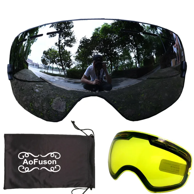 Лыжные очки зимние спортивные для сноуборда с защитой от запотевания УФ защита