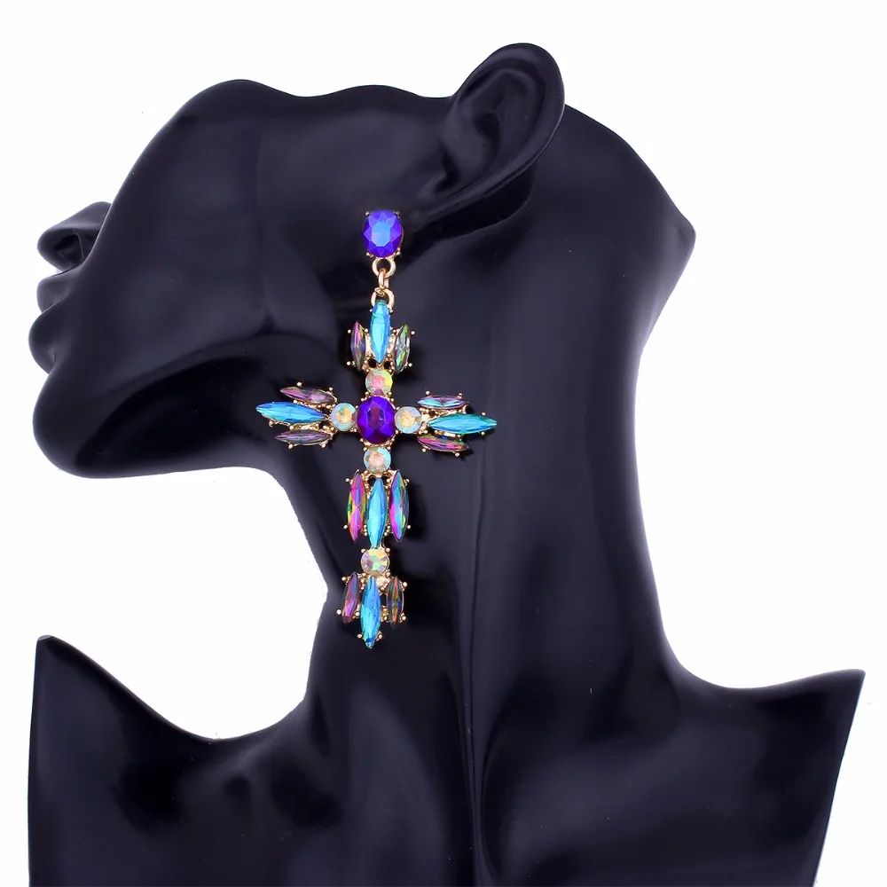Фото Женские серьги-пусеты Банни, серьги-подвески из сплава с кристаллами №4