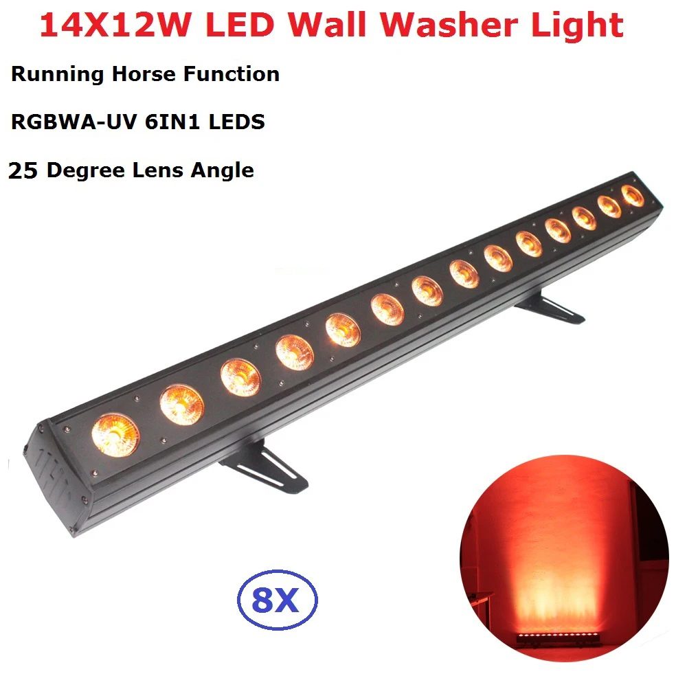 Eyourlife 8 шт./лот Китай RGBWA UV Led настенный светильник 6в1 14X12W Крытый LED DMX мыть бар/Led