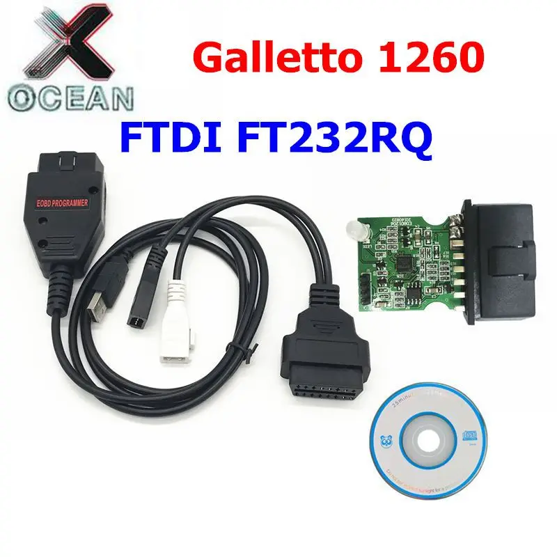 Новый диагностический инструмент EOBD Galletto 1260 ECU Flasher чип FTDI OBD OBDII считывание и