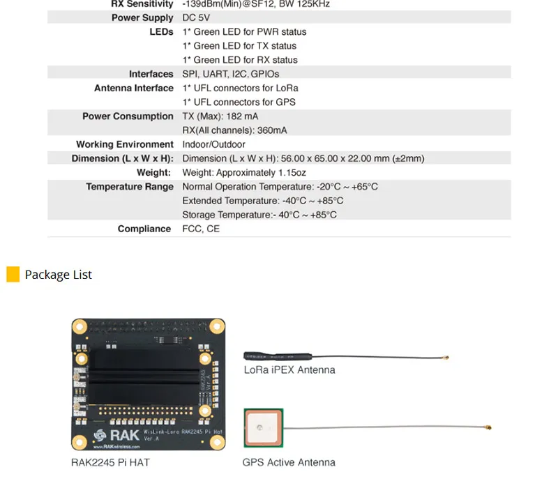 Модуль концентратора платы WisLink LoRa с Raspberry Pi на основе SX1301 RAK2245 Pi HAT gps антенна Предустановленная LoRa шлюз OS