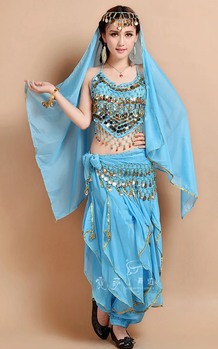 Костюм для танца живота из 4 предметов костюм Болливуда индийское платье женский