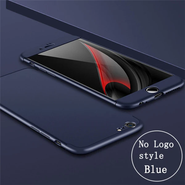360 градусов Защита полное покрытие матовый чехол для iPhone 6 6s 7 Plus чехол для Apple Phone 7 8 8 Plus 5 5S X чехол для телефона - Цвет: No Logo Blue