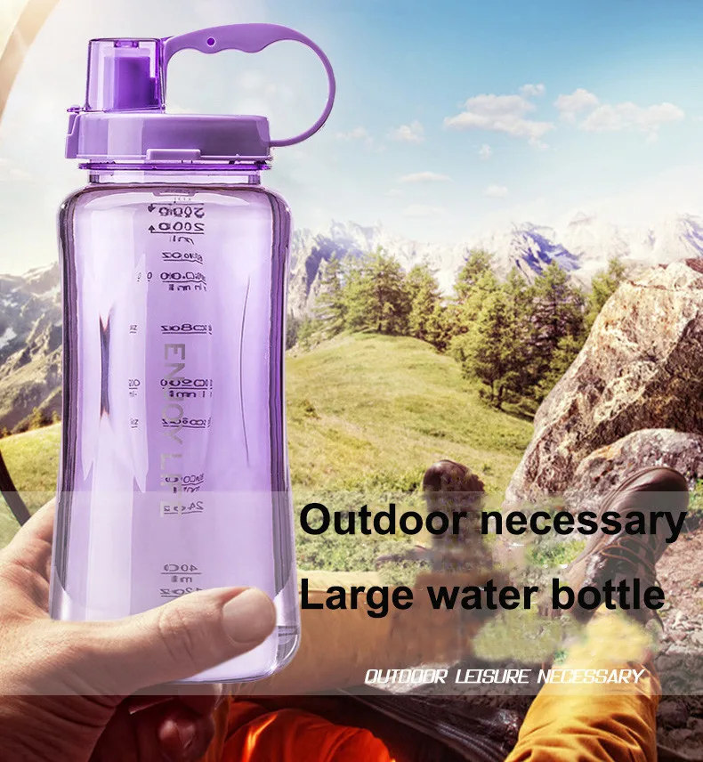 Высокое качество 2000 мл бутылка для воды розовый большой 1Л/2л пластиковые