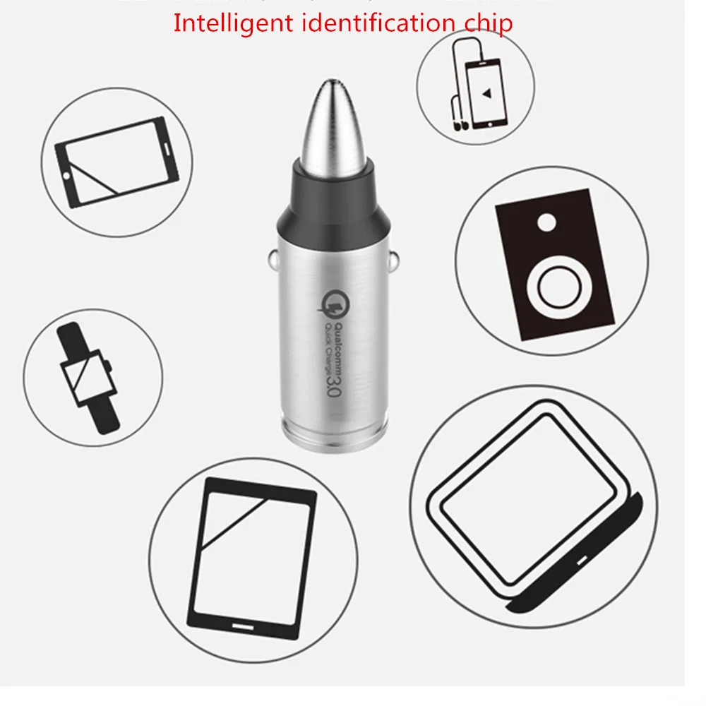 Быстрая зарядка 3 0 QC3.0 36W из нержавеющей стали USB Автомобильное зарядное