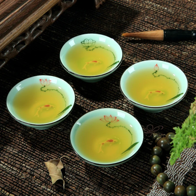 Креативные китайские традиционные Керамические чашки Longquan с лотосом ручной