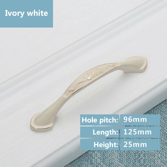Ivory white 96mm KAK Европейский стиль ручки шкафа современные цвета слоновой кости белые ручки для выдвижного ящика дверные ручки к шкафу модная мебель ручки - Цвет: Ivory white 96mm