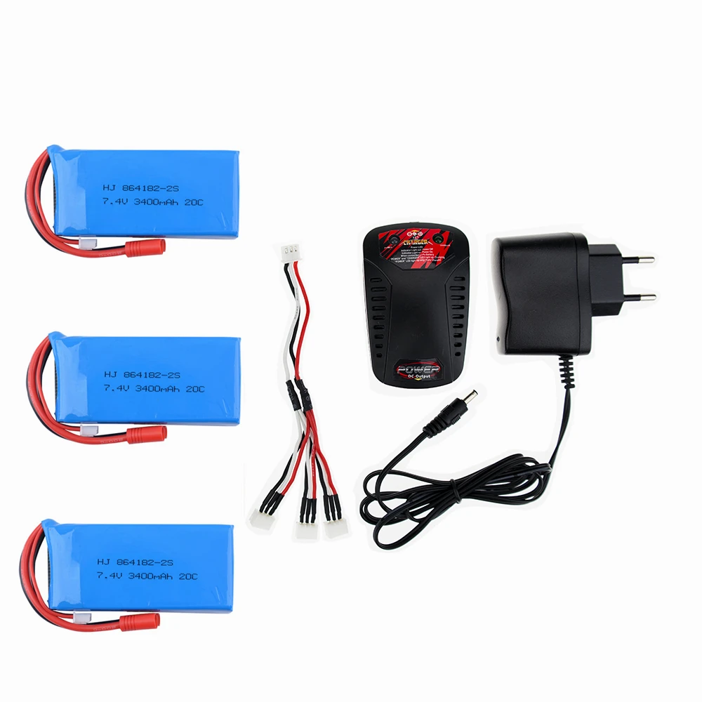 Обновленный аккумулятор lipo 7 4 В 3400 мАч 20C 2S с зарядным устройством для батарей Syma