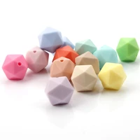 100pcs food grade solicone chewable icosahedron beads 14mm for baby teething necklace pacifier chain bpa free teether