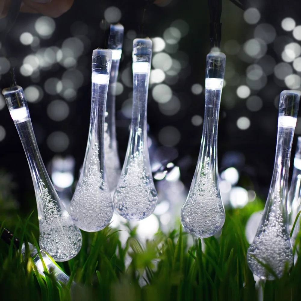 LED Solar Powered Fairy Lights Outdoor 20 / 30 50 Water Drop Led String Light Christmas Garden Decoration Holiday Lighting | Лампы и