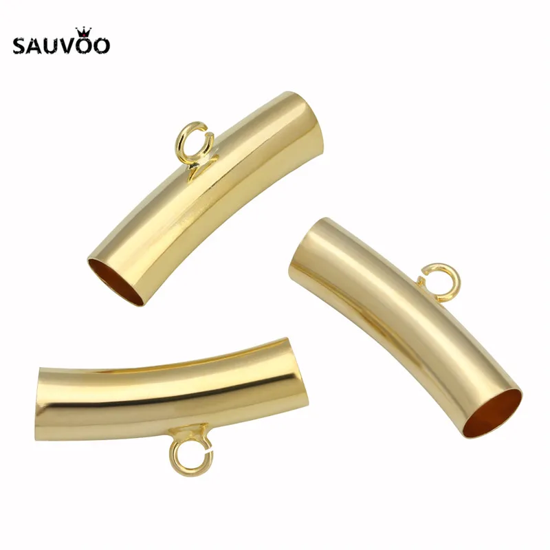 25 шт. медные Длинные изогнутые трубки золотого цвета бусины Очаровательные