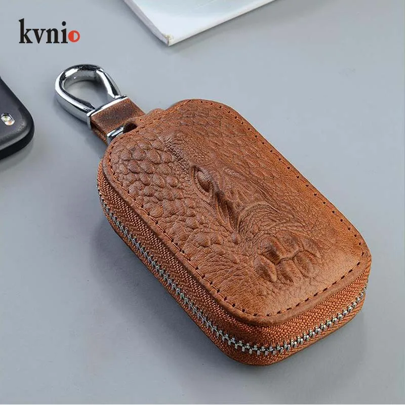 Мужские кошельки для ключей из натуральной кожи, унисекс, на молнии, коровья кожа, сумка для ключей, мужские кошельки, высокая мода, крокодиловый узор, чехол для ключей