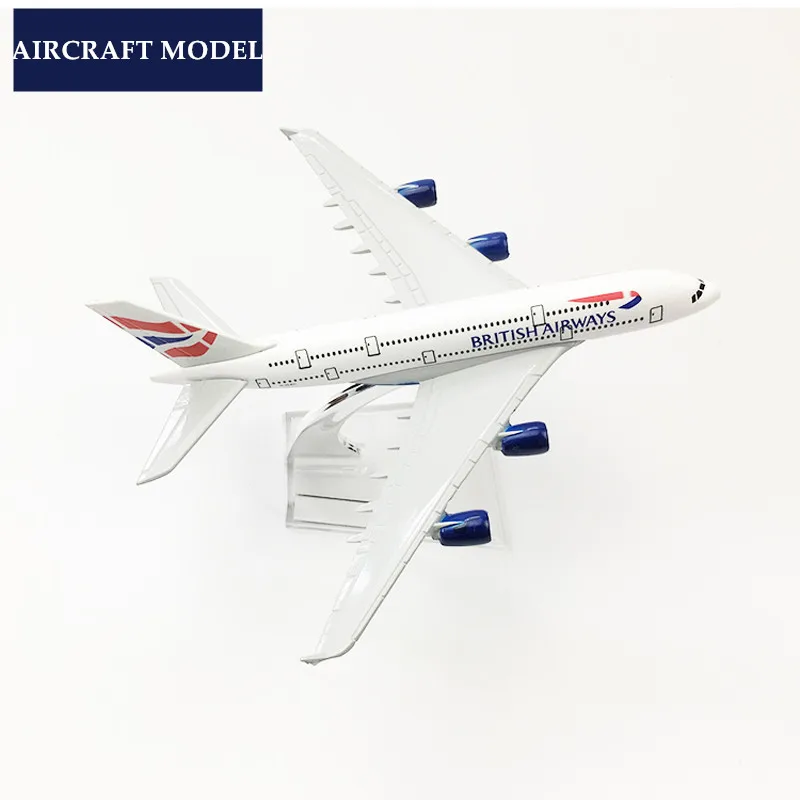 Британский дыхательных путей A380 с трёхмерными чертёжами самолет 16 см игрушка