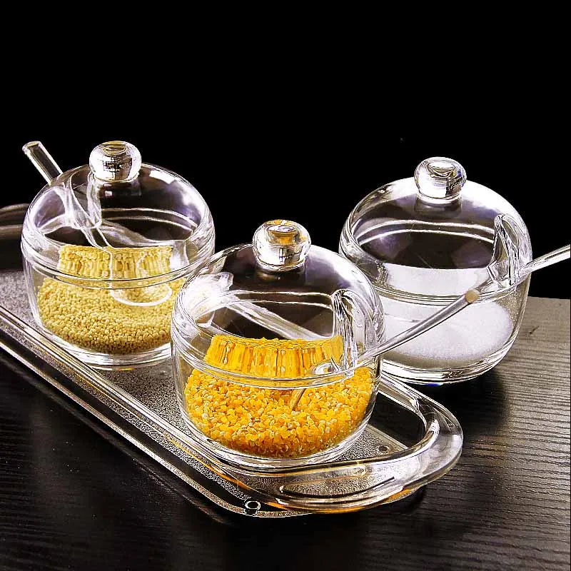 Креативная акриловая баночка специй кухонная бутылка для хранения соли банка