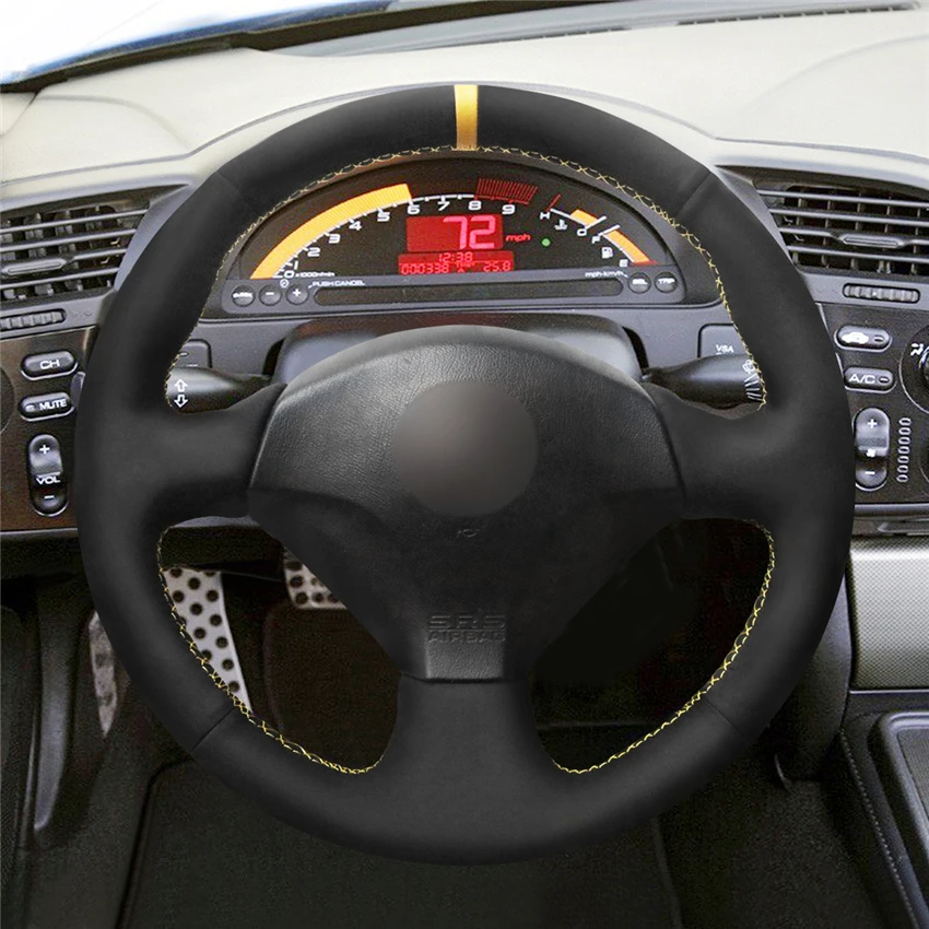 MEWANT черная замша с желтым маркером крышка рулевого колеса для Honda S2000 2000 2008 Civic Si 2002