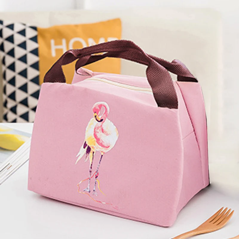 BONAMIE Flamingo Водонепроницаемая маленькая сумка для ланча на молнии термальная еда