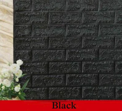 Black 70*77 см* 6 шт 3D PE пенка, камень, кирпичная панель, Наклейки на стены для детской комнаты, домашний декор, детская безопасная художественная Фреска, самоклеющиеся обои - Цвет: Black