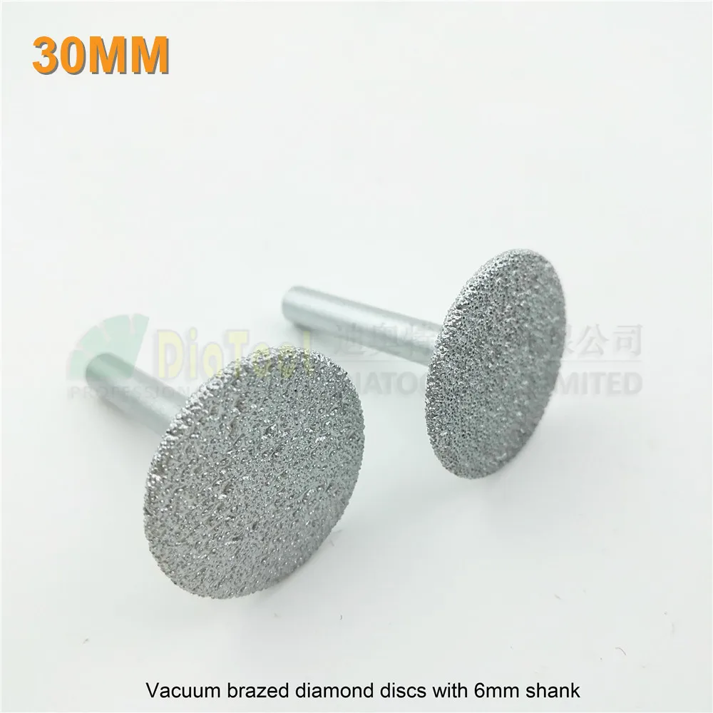 

DIATOOL 2pcs Dia30mm Vacuum Brazed Diamond Discs With 6mm Shank, Diamond Mill, Professional Quality