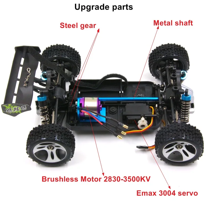 Двигатель FATJAY RC WLtoys 1/18 A959 A969 A979 A929 ARR RTR BLDC улучшенная электросистема 2830 3500KV Quicrun 30A