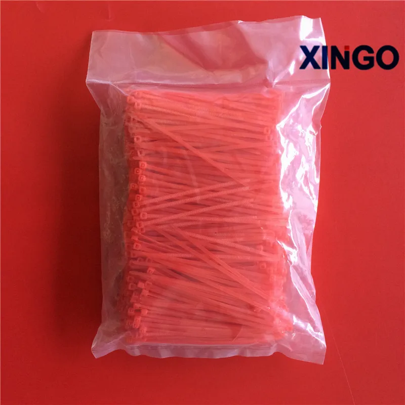 Красный Xingo 100 мм самоблокирующиеся Нейлоновые кабельные стяжки 1000 шт цветная пластмассовая застежка-молния 18 фунтов UL RoHS SGS одобрено - Цвет: Красный