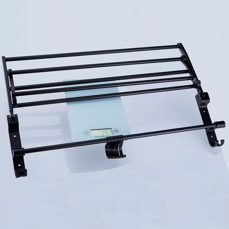 

MOIIO Bathroom Set Accessories Towel Holder Wall Mounted Aluminum Black Folding Towel Racks For Bathroom Blackened Finished