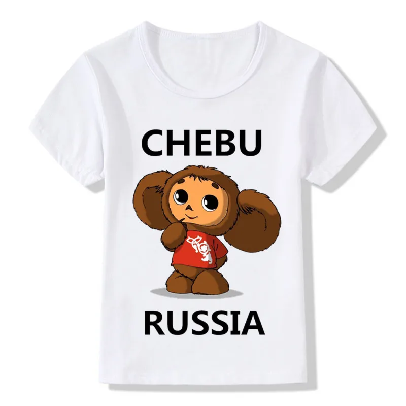 Детская Русский мультфильм Чебурашка забавная футболка летние для маленьких