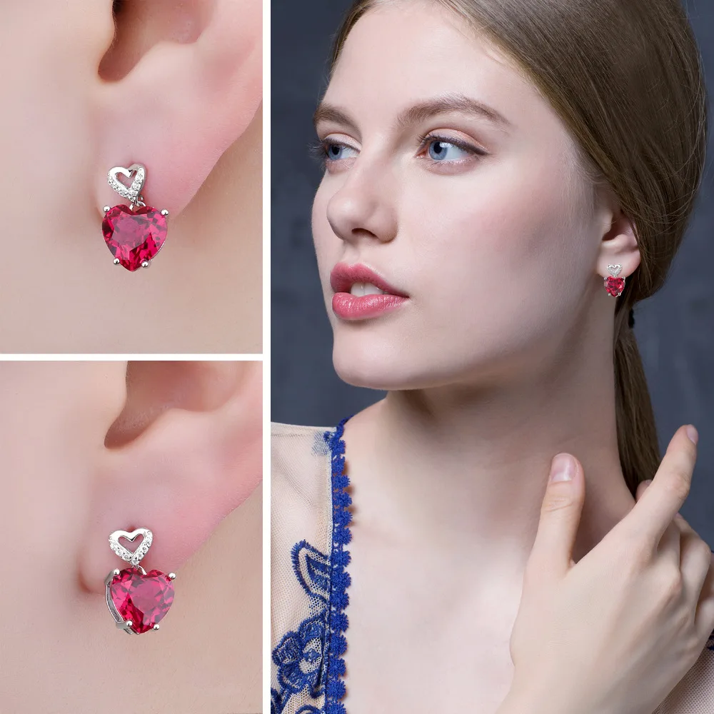 JewelryPalace сердце любовь 7.2ct создан Красные Рубины серьги 925 серебро best Свадебные