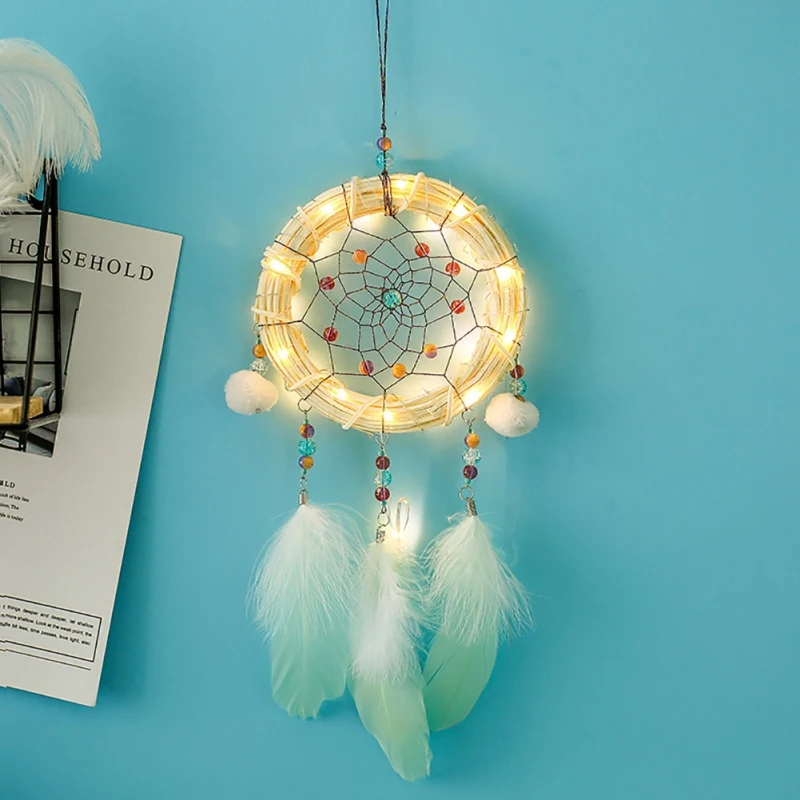 Красочные большие перья ручной работы Ловец снов украшения спальни Dreamcatchers колокольчики и настенное украшение для дома