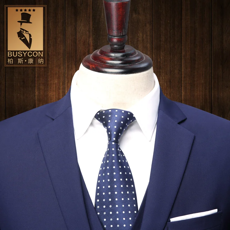 Модный облегающий костюм из 3 предметов Королевский синий для мужчин с брюками