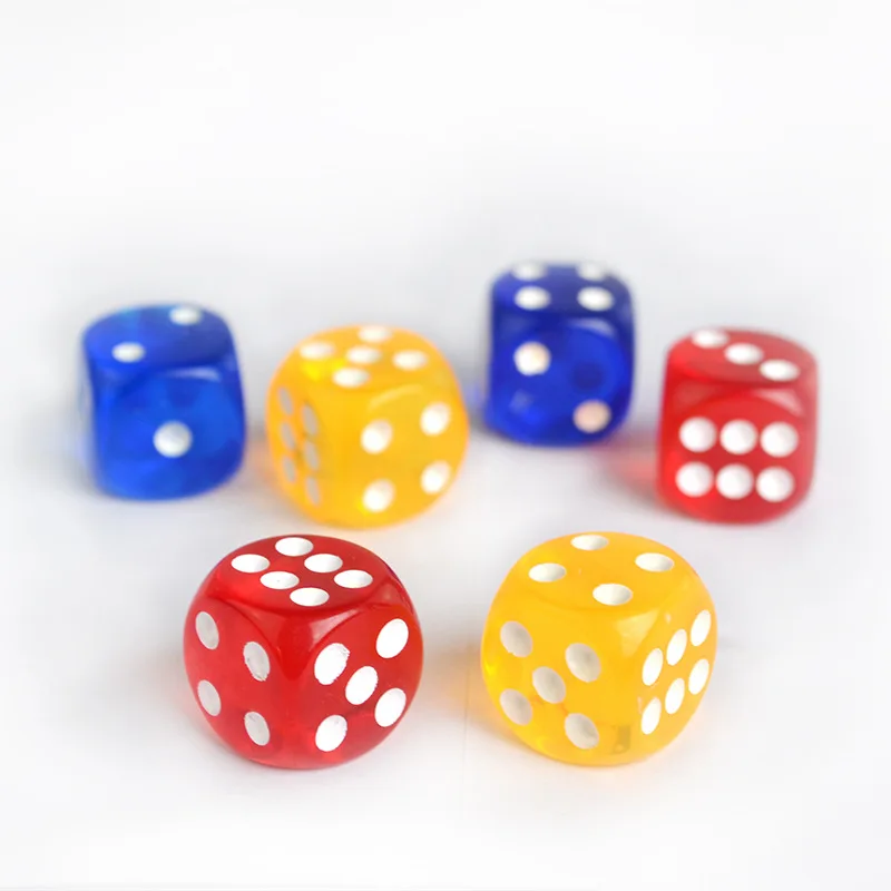 

6Pcs/set's hot 1.6 cm round acrylic red yellow blue dice points