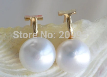 

hot sell new 12MM WHITE ROUND FRESHWATER PEARL CLIP EARRING /20