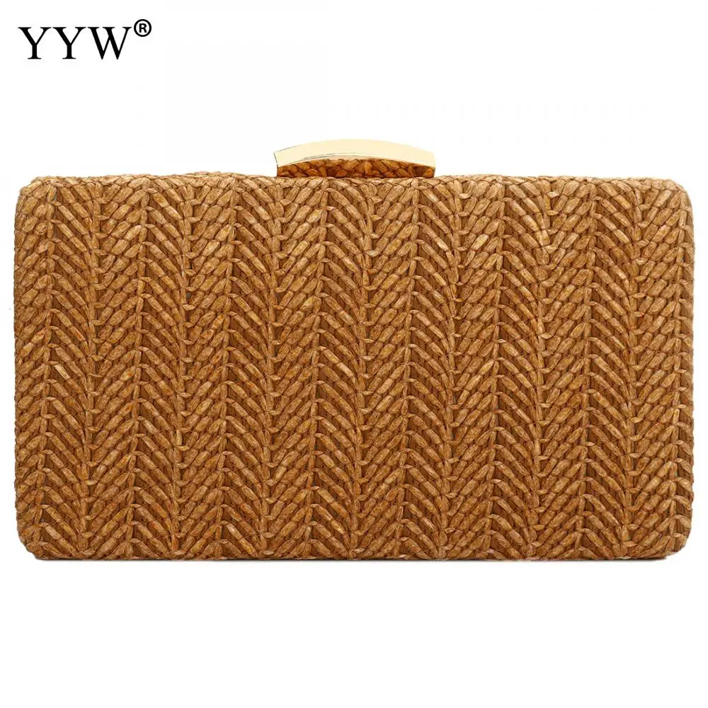khaki YYW розовый соломенный тканый клатч для женщин Sac основной Femme хаки тканая Летняя Пляжная сумка на плечо вечерняя Вечеринка свадебные сумки - Цвет: khaki