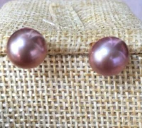 free shippingnoble jewelry a pair of 9 10mm south sea lavender pearl earring 14k gold