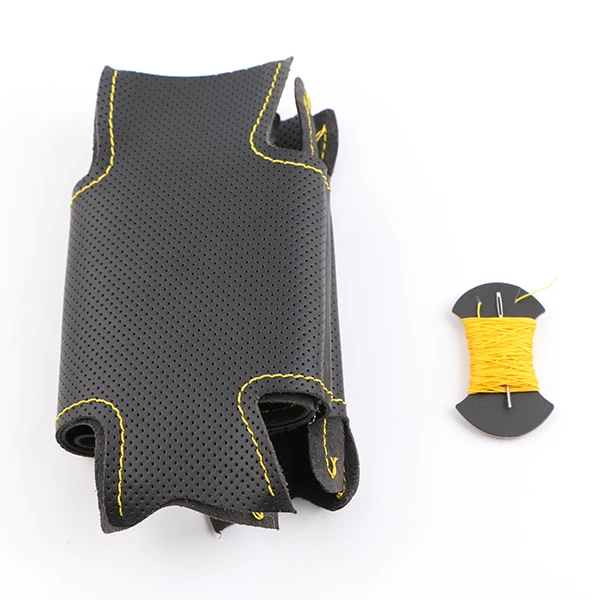 Чехол рулевого колеса автомобиля из искусственной кожи для Kia K2 Kia Rio 2011 2012 2013/на заказ специализированное рулевое колесо - Название цвета: Yellow thread