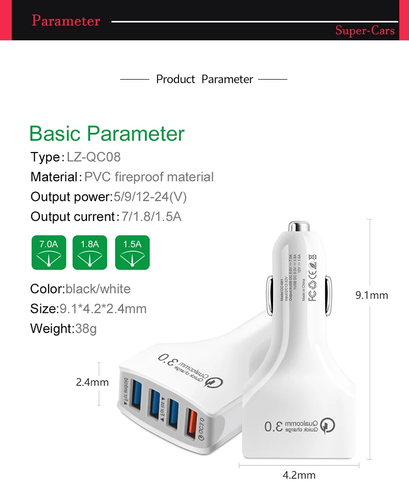 12V USB розетка для автомобильного прикуривателя зарядка для телефона QC 3,0 Быстрый Зарядное устройство универсальных машин Usb разветвитель Авто мобильное зарядное устройство