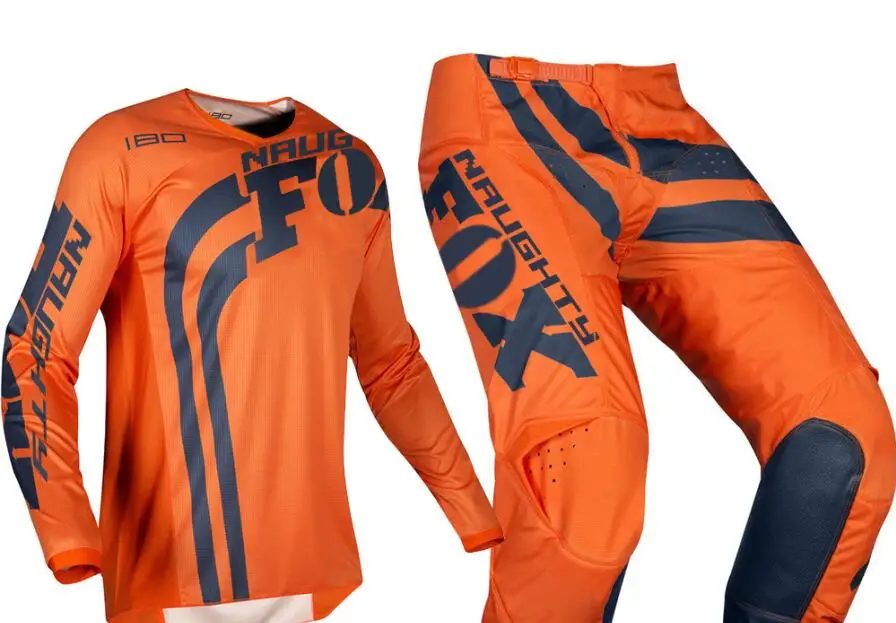 Оранжевый NAUGHTY Fox Orange MX 180 Cota Мужская футболка и штаны комбо для мотокросса мотоцикл Dirt Bike внедорожный квадроцикл BMX комплект передач - Цвет: Оранжевый