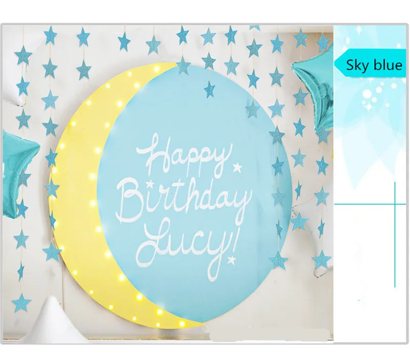 Модные настенные бумажные Звездные гирлянды 4 м Длинные блестящие украшения для