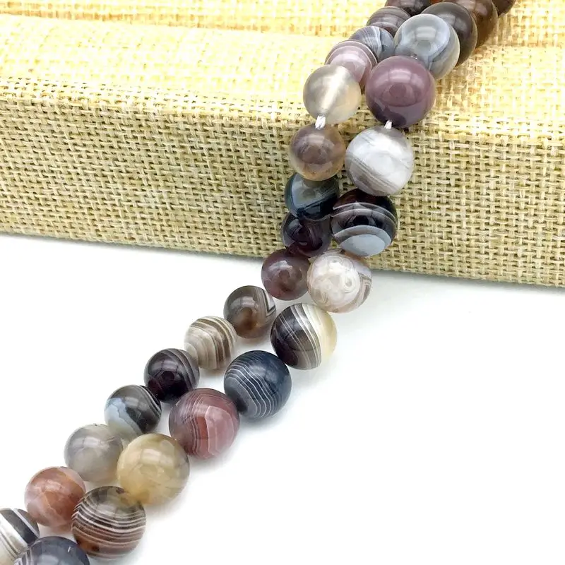 Полосатые агаты из натурального камня Ботсвана Круглые Гладкие бусины 6 мм 8 10 12