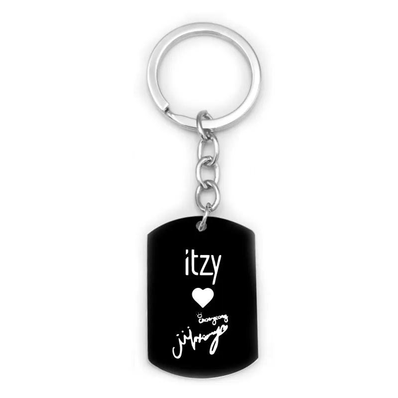 black 5 ITZY KPOP брелок из нержавеющей стали Корея девушки группа Серебряная цепочка для ключей подарки для фанатов мужской Автомобильный ключ держатель - Цвет: black 5