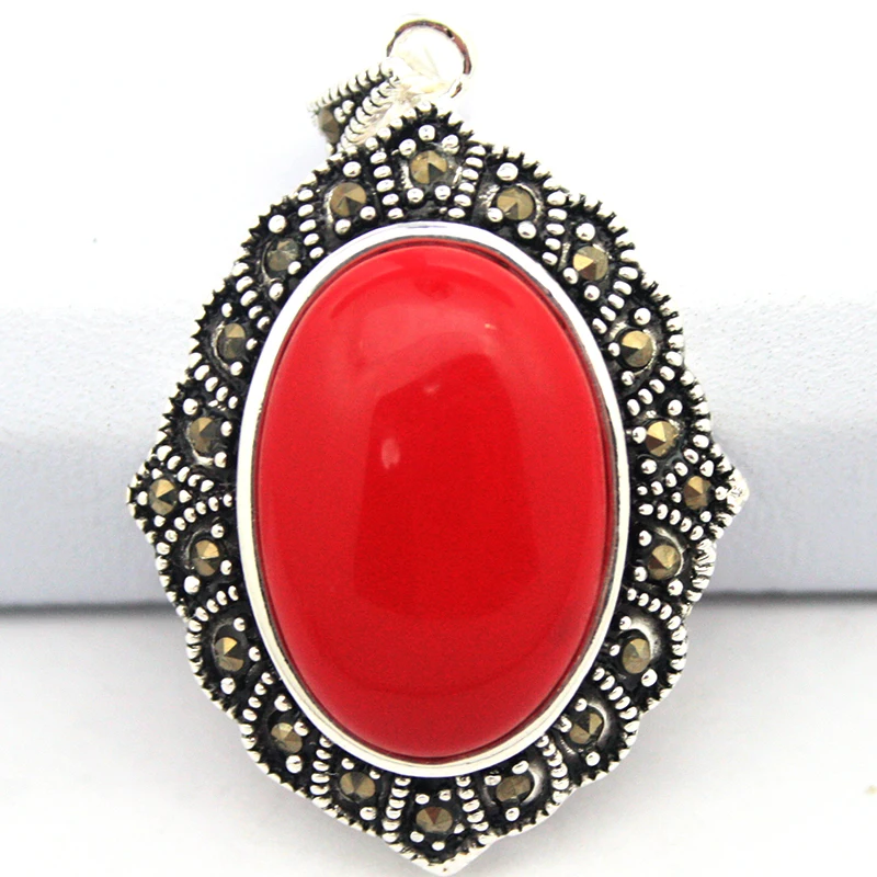 Винтажная Подвеска из стерлингового серебра 925 пробы красного кораллового цвета