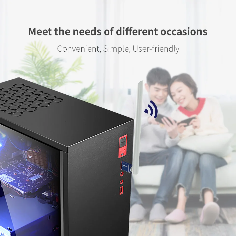 Comfast Бесплатный драйвер 300 Мбит/с беспроводной USB Wifi адаптер приемник 2,4 ГГц с высоким коэффициентом усиления 6dBi антенна сильный сигнал сетевая карта CF-826F
