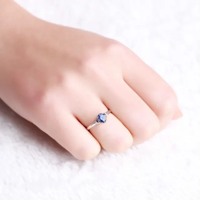 Обручальное кольцо из белого золота 0 5 карат с натуральным сапфиром 18 к |